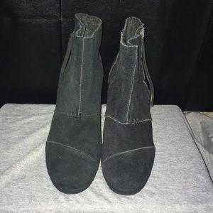 TOMS Black Suede Wedges